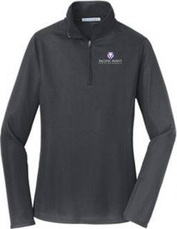 Ladies Pinpoint Mesh 1/2-Zip, Battleship Grey